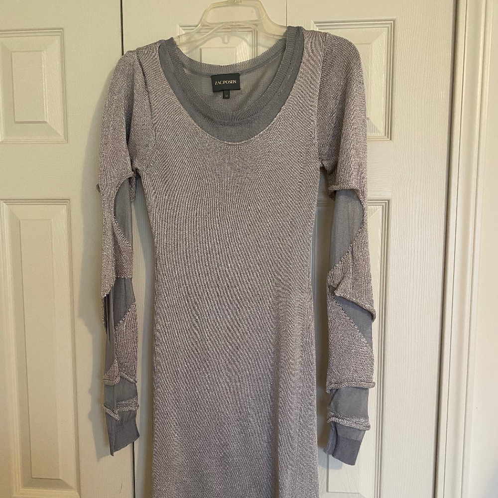 Zac Posen Metallic Silver Cutout Dress Size Medium